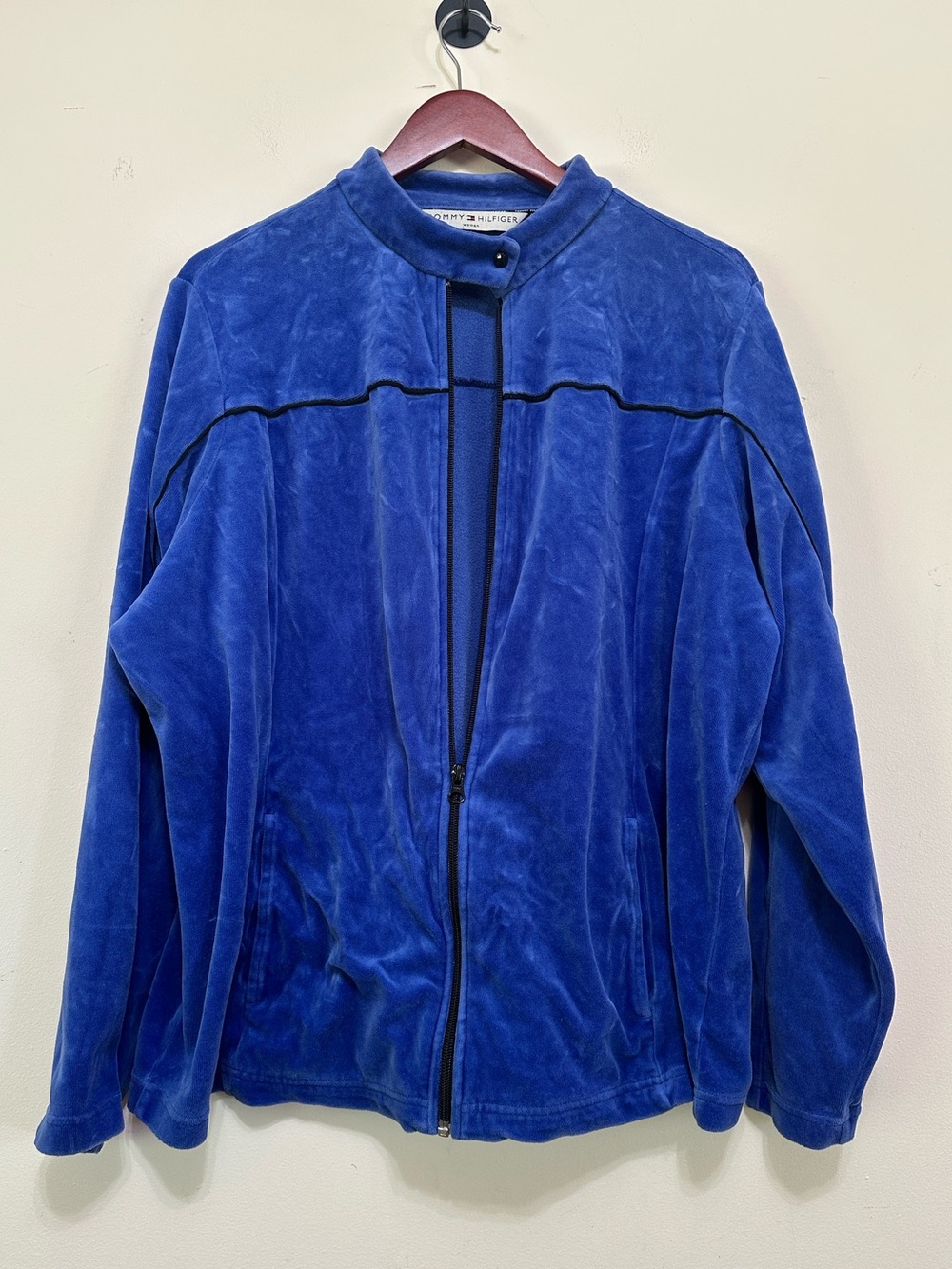 Tommy Hilfiger Women’s Blue Velour Zip Jacket